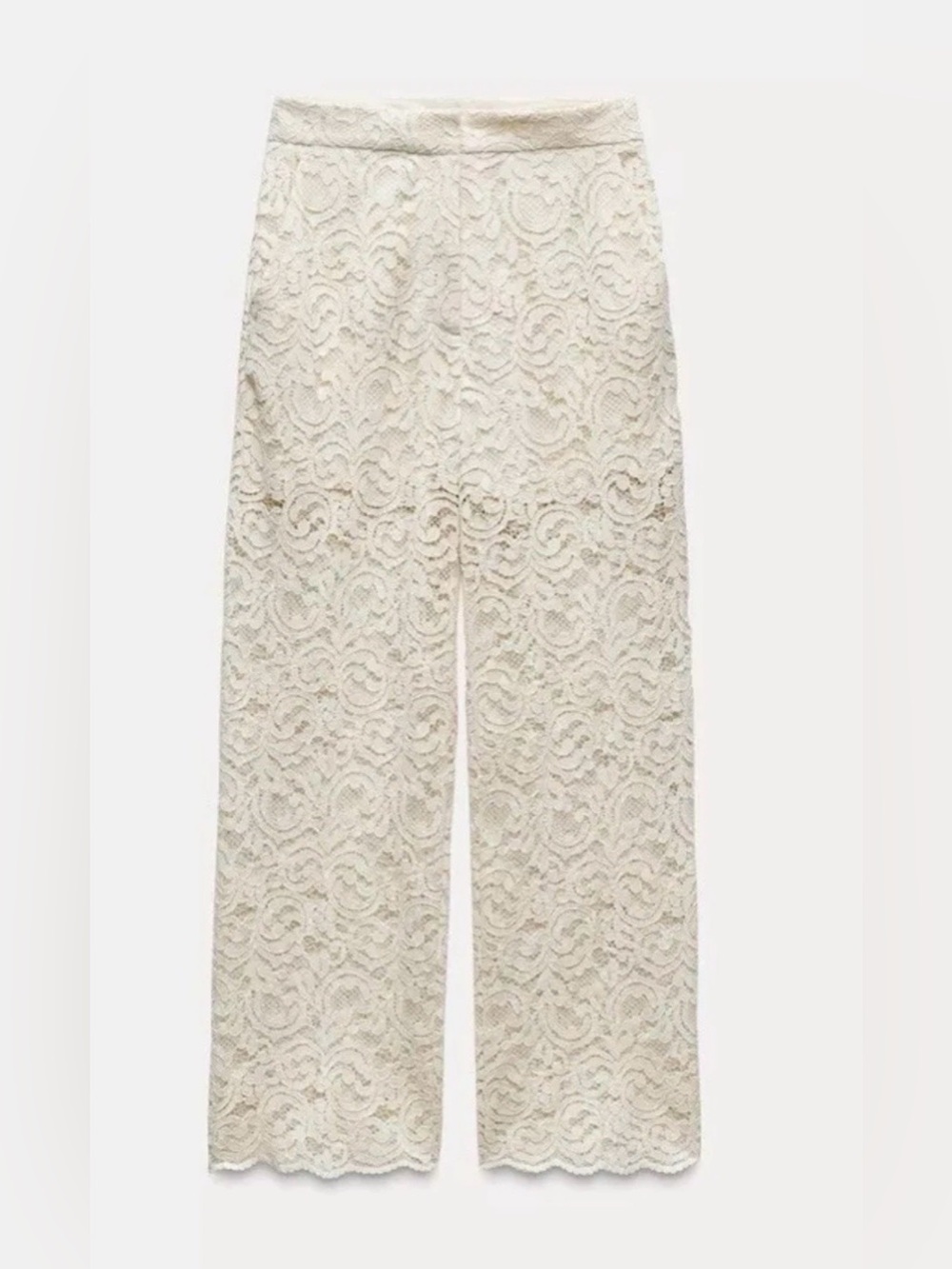 Zara Lace Wide-Leg Pants in Ivory size small